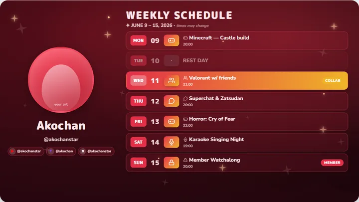Crimson dark red เทมเพลตตารางไลฟ์