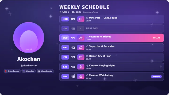 Galaxy dark purple เทมเพลตตารางไลฟ์
