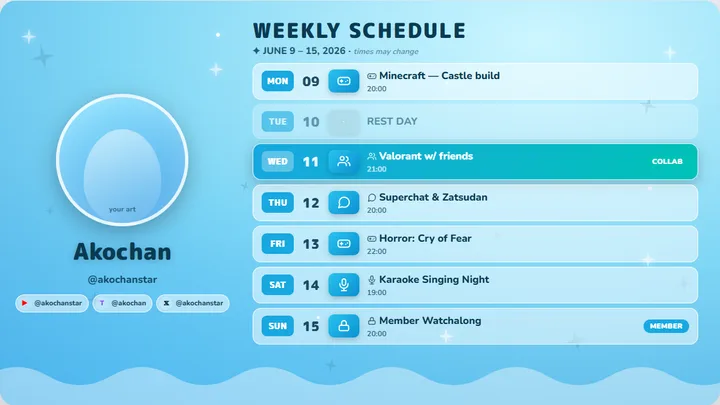 Ocean blue เทมเพลตตารางไลฟ์